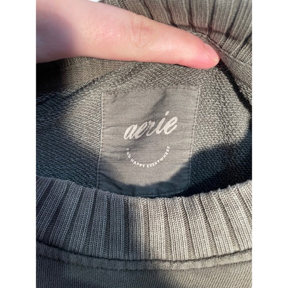 Aerie Down To Earth Oversized Crewneck Sweatshirt in‎ Nomad Olive Size Medium - Picture 9 of 11